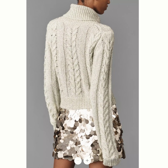 Anthropologie Pilcro Shine Cable-Knit Turtleneck Sweater - Picture 2 of 4